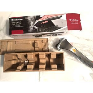 Brookstone 839053 Motorized Grill Brush Heavy Duty Steam Cleaner BBQ Brush NEW I